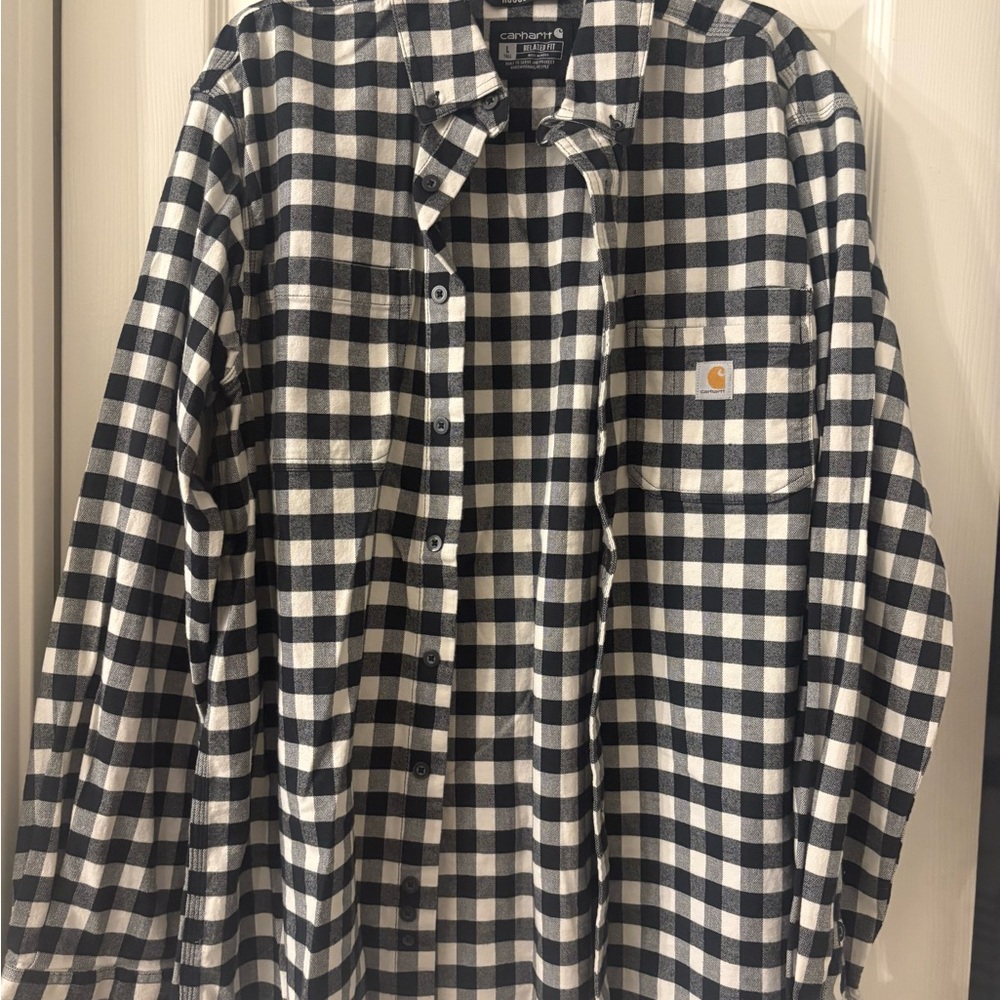 Carhartt Checkered Black and White Button Down Shirt